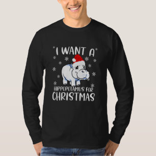 T-shirt Je Veux Un Hippopotame Pour Noël Mignonne Noël Noë