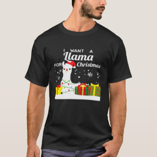 T-shirt Je veux un lama pour Noël Cadeau de vacances magi