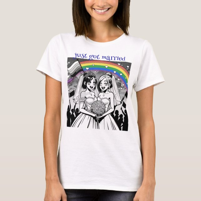 T-shirt Je viens de me marier, LGBT, famille moderne (Devant)