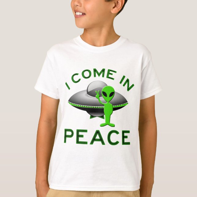 T-SHIRT JE VIENS EN PAIX - ALIEN (Devant)