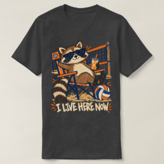 T-shirt Je vis ici maintenant Mème de volley-ball de raton