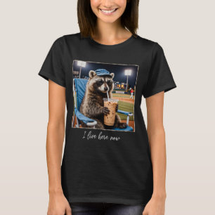T-shirt Je vis maintenant ici Raton laveur