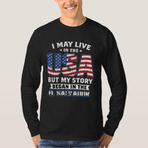 T-shirt Je vis peut-être aux États-Unis, mon histoire a co