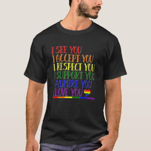 T-shirt Je Vois, Accepter, Respecter, Soutenir, Admirer, V