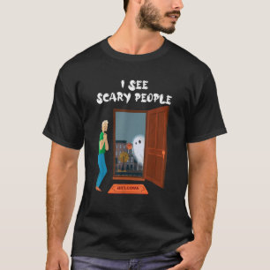 T-shirt Je Vois Des Gens Effrayants Mignons Fantôme Hallow