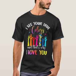 T-shirt Je vois vos vraies couleurs Puzzle World Autism Aw