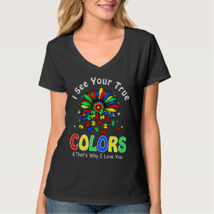T-shirt Je Vois Vos Vrais Couleurs Tournesol Autisme Parle