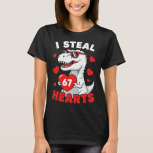 T-shirt Je vole 67 cœurs Drôle 67 Saint-Valentin Dinosaure