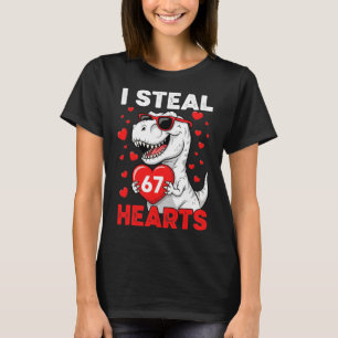 T-shirt Je vole 67 cœurs Drôle 67 Saint-Valentin Dinosaure