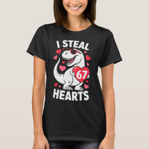 T-shirt Je vole 67 cœurs Drôle 67 Saint-Valentin Dinosaure