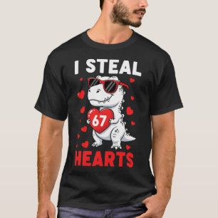 T-shirt Je vole 67 cœurs Drôle 67 Saint-Valentin Dinosaure