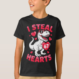 T-shirt Je vole 67 cœurs Drôle 67 Saint-Valentin Dinosaure