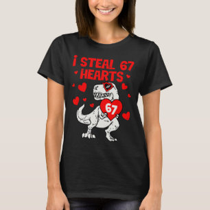 T-shirt Je vole 67 cœurs Six Sept Saint Valentin Dinosaure