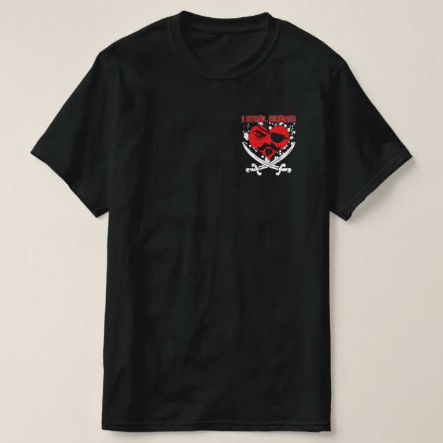 T-shirt Je vole Coeurs Valentines Jour Pirate (Design devant)