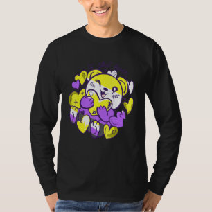 T-shirt Je vole des coeurs Fierté LGBTQ Nonbinaire Genre F