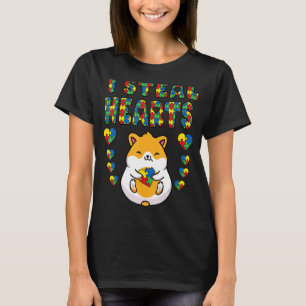T-shirt Je vole des cœurs Hamster Autism Awareness Puzzle