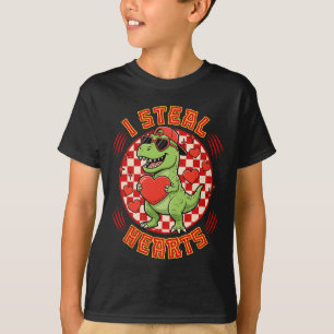 T-shirt Je vole des coeurs Rétro à carreaux pour la Saint-