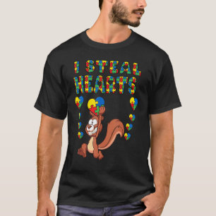 T-shirt Je vole des cœurs Squirrel Puzzle Pi pour la sensi