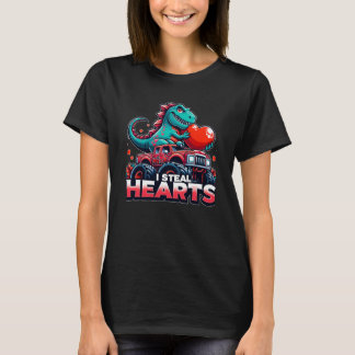 T-shirt Je vole les coeurs Dinosaur Valentine
