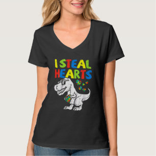 T-shirt Je vole les coeurs Trex Dinosaur Toddler Autism Aw