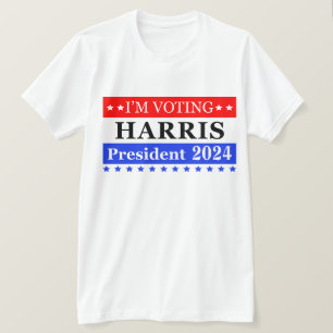 T-shirt Je vote Harris Président 2024 Patriotic Stripes