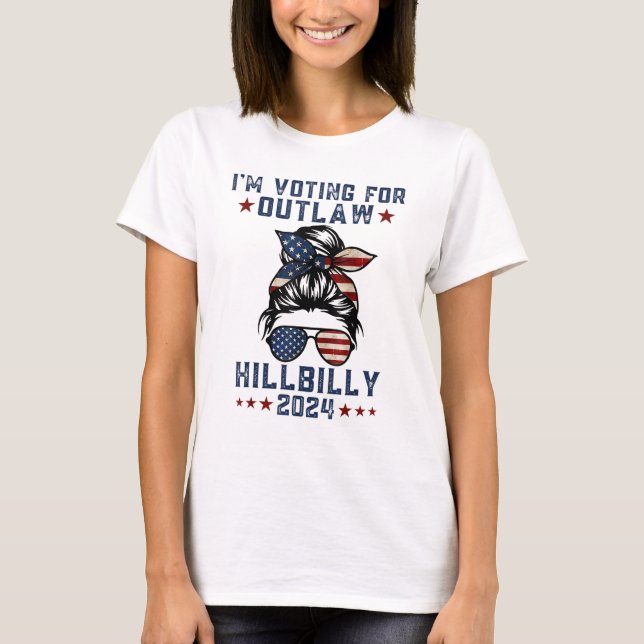 T-shirt Je vote pour le drapeau américain Hillbilly 2024 (Devant)