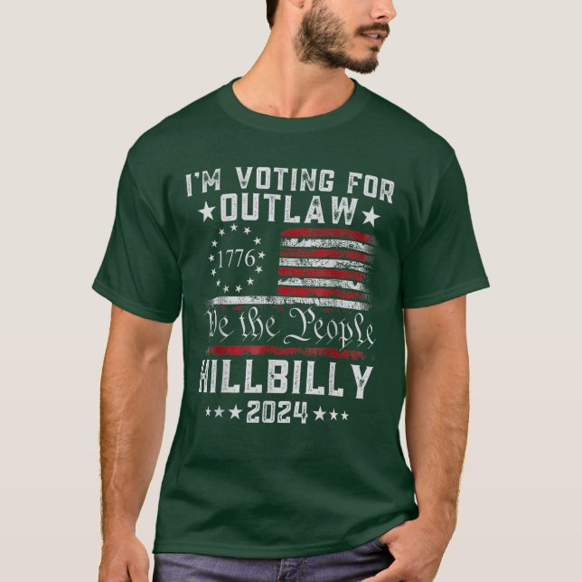 T-shirt Je vote pour le drapeau américain Hillbilly 2024 (Devant)