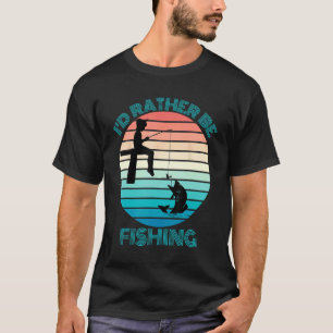 T-shirt Je voudrais être pêcheur au coucher du soleil gami