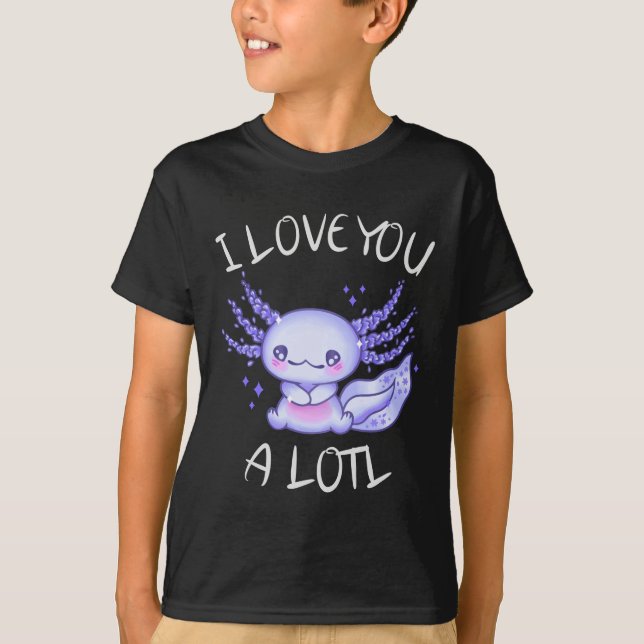 T-shirt Je vous aime beaucoup Axolotl en amour Faux Canvas (Devant)