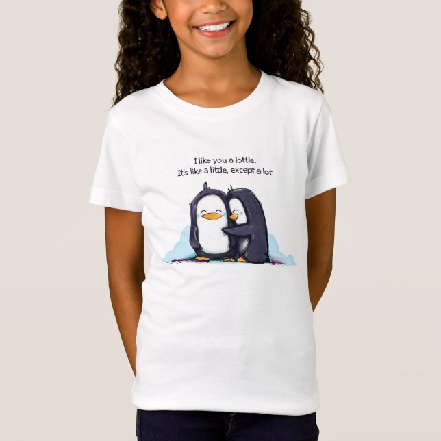 T-Shirt Je vous aime des pingouins d'un Lottle - la pièce (Devant)