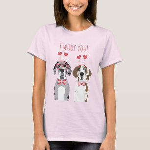 T-shirt Je Vous Malheur Les Grands Chiens Danois Rouge Ros