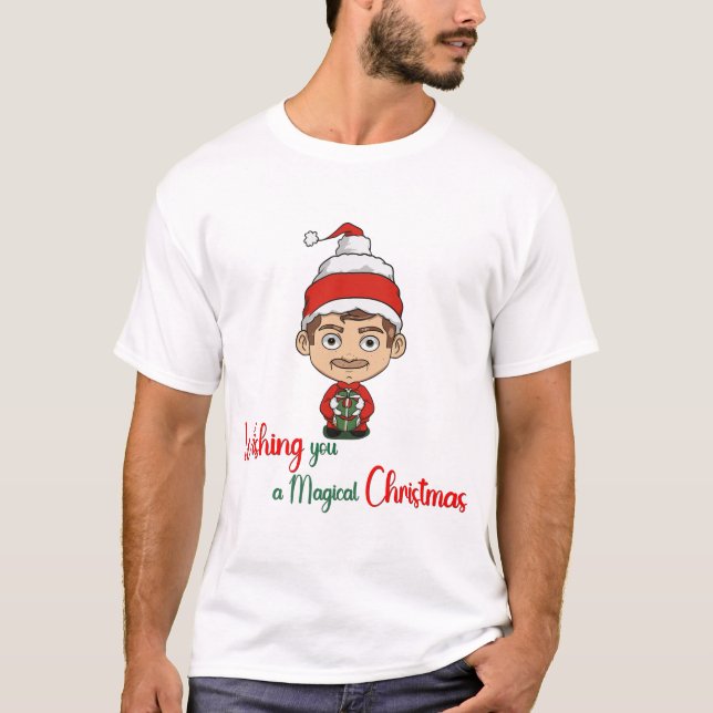 T-shirt Je vous souhaite un homme de Noël magique (Devant)