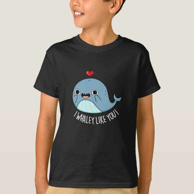 T-shirt Je Whaley Aime Vous Drôle Baleine Pun Dark BG (Devant)
