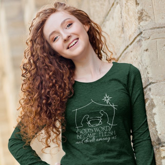 T-shirt Jean 1:14 Écriture chrétienne de la Nativité Long  (Créateur téléchargé)