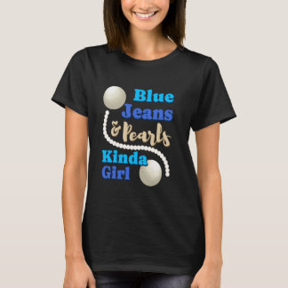 T-shirt Jean Bleu Et Perles Fille Mode Tendance Jean
