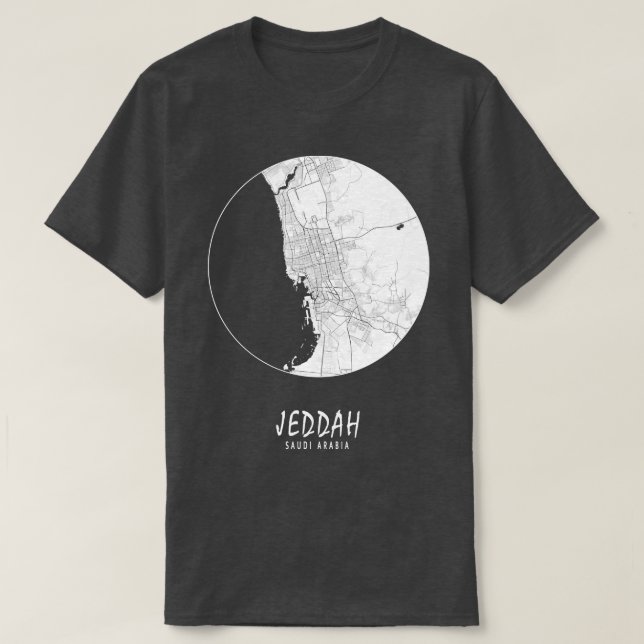 T-shirt Jeddah Makkah Arabie Saoudite Plan de la ville Ple (Design devant)