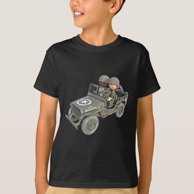 T-shirt Jeep avec 2 soldats de bande dessinée (Devant)