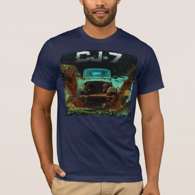 T-shirt Jeep CJ7 heurtant la scène de boue (Devant)
