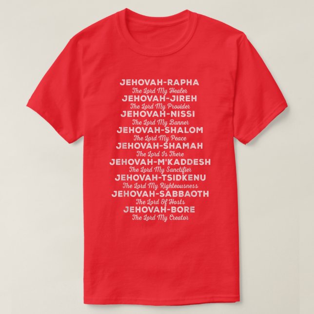 T-shirt JehovahRapha Noms De Dieu Tee - shirts, Costume Ch (Design devant)