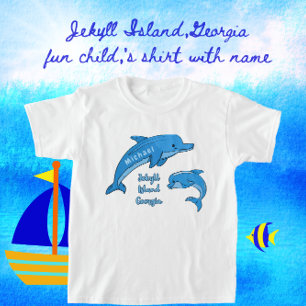 T-shirt Jekyll Island Georgia Jote Jouer Dauphins Bleus