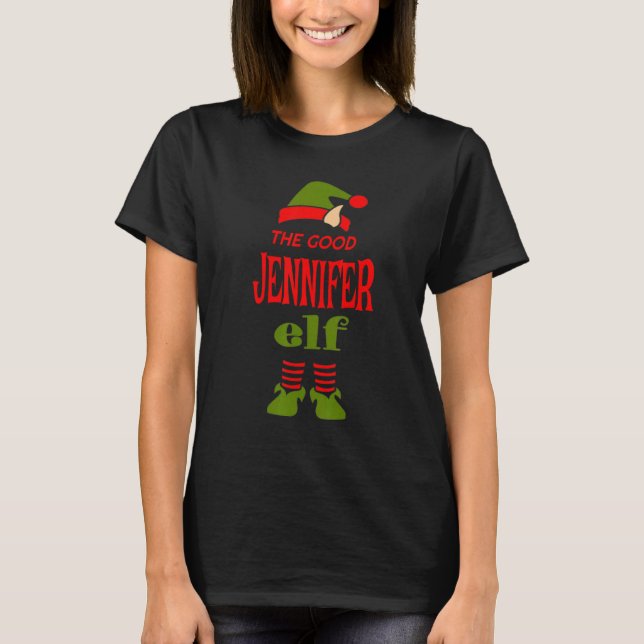 T-shirt JENNIFER Elf Good Christmas Matching Pajama Party (Devant)