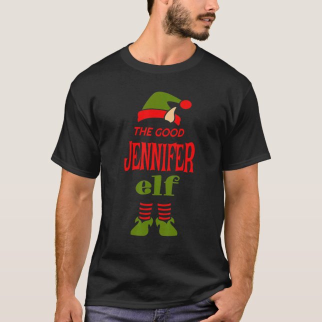 T-shirt JENNIFER Elf Good Christmas Matching Pajama Party (Devant)