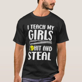 T-shirt J'Enseigne À Frapper Et Voler Softball Maman Softb