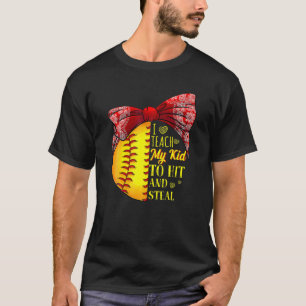 T-shirt J'enseigne à mon enfant à frapper et voler softbal