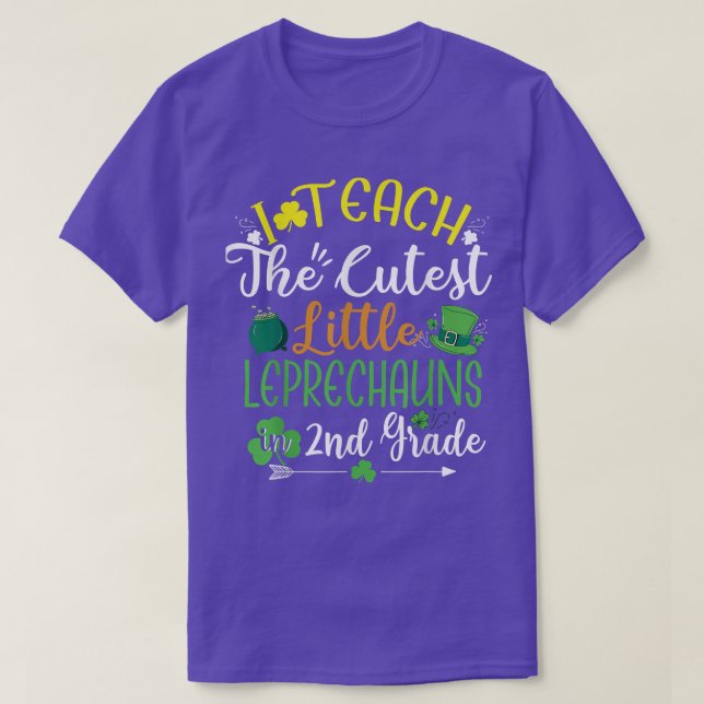 T-shirt J'enseigne Leprechauns Cutest 2e année Enseignant  (Design devant)