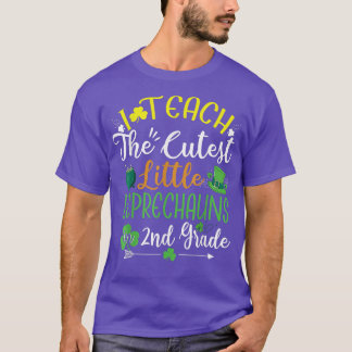 T-shirt J'enseigne Leprechauns Cutest 2e année Enseignant 