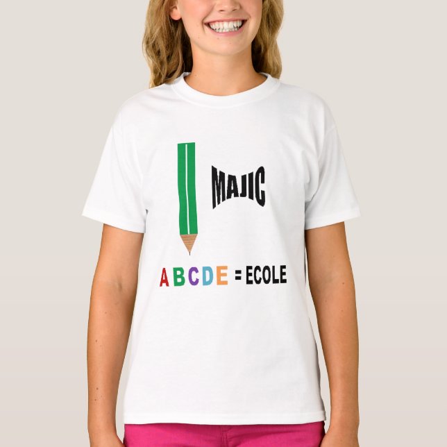 T-Shirt Jersey Blanc MAGIC ECOLE (Vorderseite)