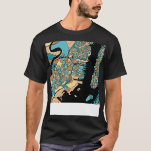 T-shirt Jersey City Map Motif en Mid Century Pastel