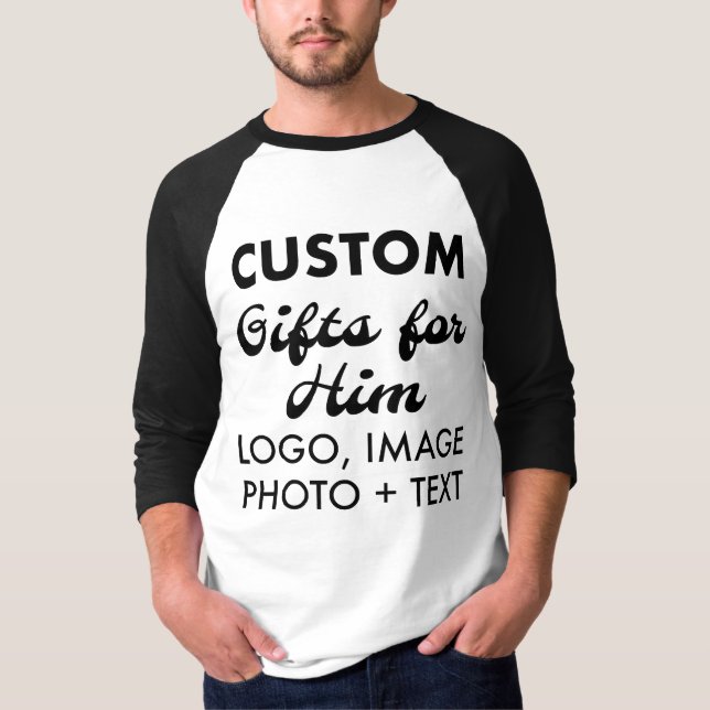 T-shirt Jersey de baseball noir masculin personnalisé (Devant)