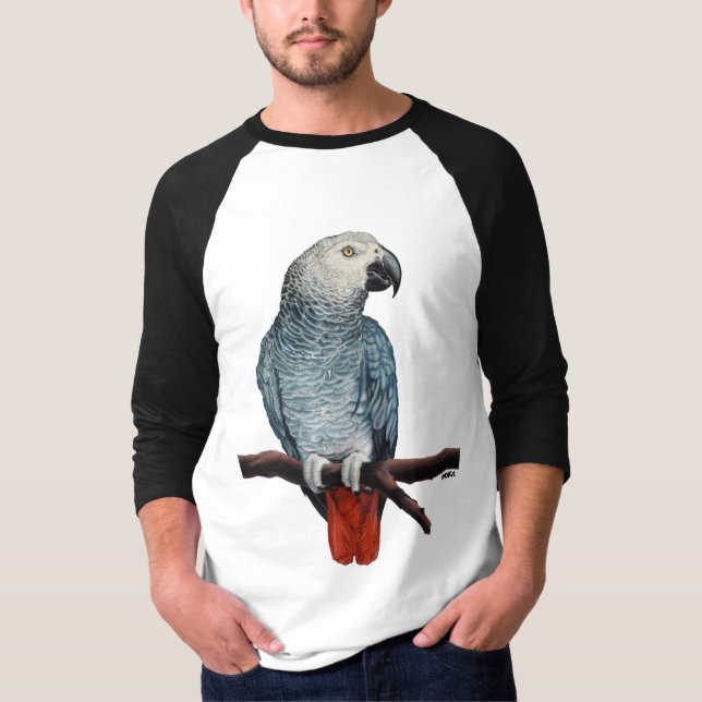T-shirt Jersey de perroquet gris africain pour hommes (Devant)